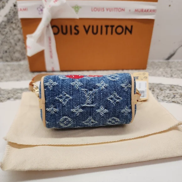LOUIS VUITTON 2025 LV x TM Murakami Cerises Cherry Denim Micro Speedy Bag Charm - Picture 6 of 8